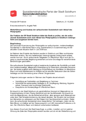 Postulat Aufsuchende Sozialarbeit